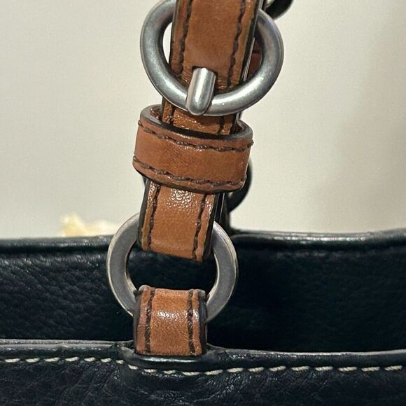 Coach Chelsea Tote Shoulder Bag Womens Medium Black Pebbled Leather Double Strap - Picture 6 of 15